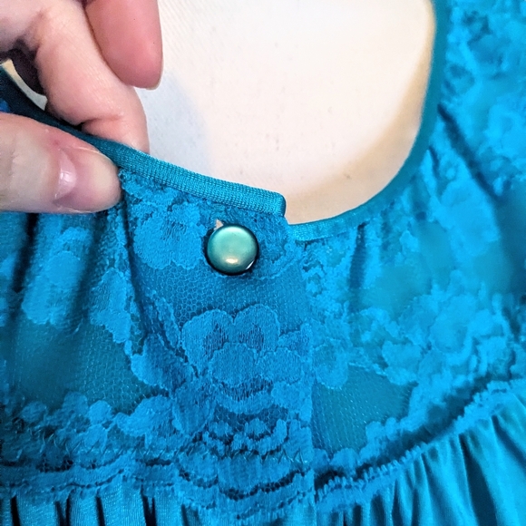🌟Last Chance😁Vintage Teal Long Nightgown - Picture 8 of 11